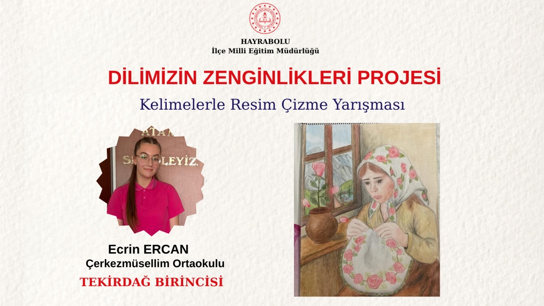 Kelimelerle Resim Çizme Yarışması Tekirdağ Birincisi